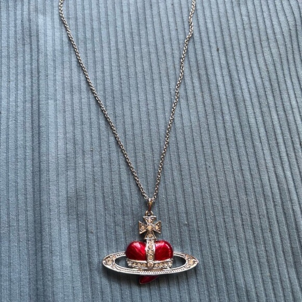 Vivienne Westwood Heart and Diamanté Silver Necklace